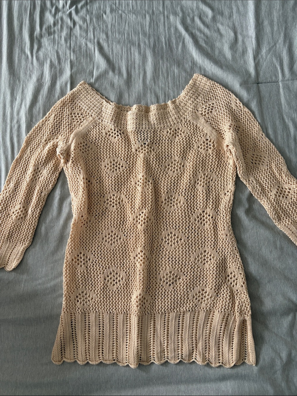 Rafaella Cream Crochet Off-the-Shoulder Sweater
